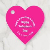 ピンク色のハート図形にバレンタインの挨拶 フェイバータグ (正面)