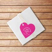 ピンク色のハート図形にバレンタインの挨拶 フェイバータグ