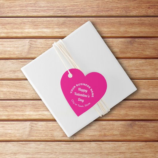 ピンク色のハート図形にバレンタインの挨拶 フェイバータグ