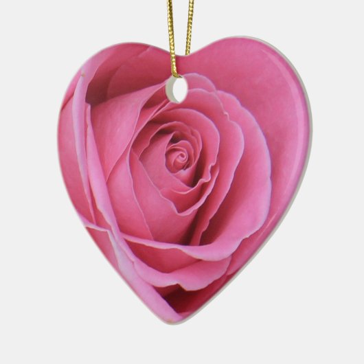 ピンク色のハート型のクリスマス装飾 セラミックオーナメント (左)