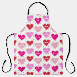 ピンク色のハート型の愛の色合い エプロン