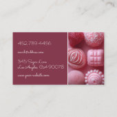 ピンク色のハート型チョコレート 名刺 (裏面)