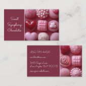 ピンク色のハート型チョコレート 名刺 (正面/裏面)