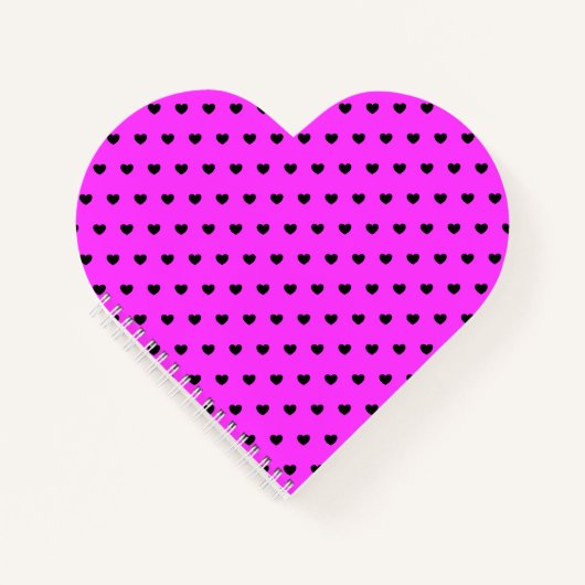 ピンク色のハート形のノートに多くの小さな黒 ノートブック (正面)