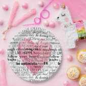 ピンク色のハート感動的語 ペーパープレート (パーティー)