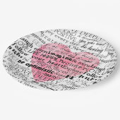 ピンク色のハート感動的語 ペーパープレート (アングル)