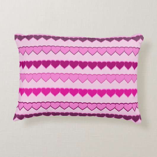 ピンク色のハート行の濃淡 アクセントクッション (裏面)