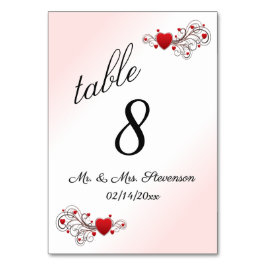 ピンク色のハート表の番号 テーブルナンバー