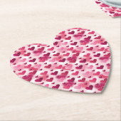 ピンク色のハート ペーパーコースター (アングル)