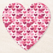 ピンク色のハート ペーパーコースター (正面)