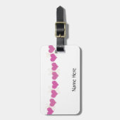ピンク色のハート ラゲッジタグ (正面縦)