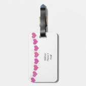 ピンク色のハート ラゲッジタグ (裏面縦)