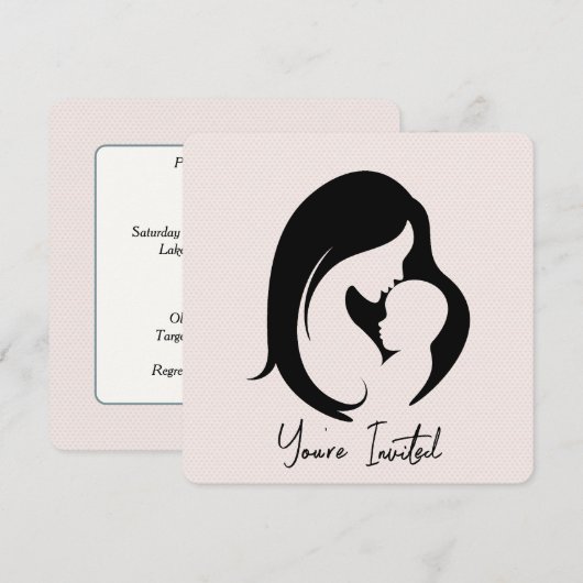 ピンク色のハート 招待状 (正面/裏面)