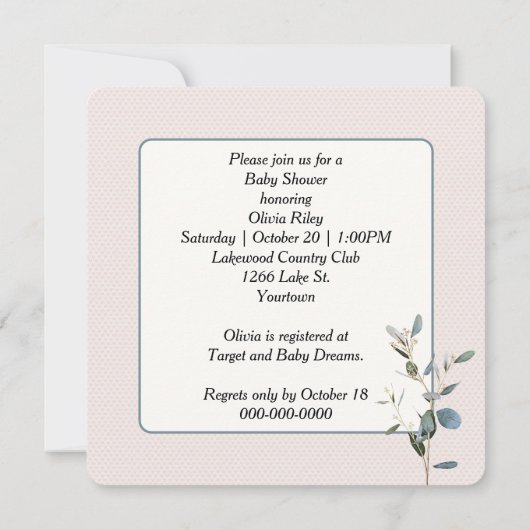 ピンク色のハート 招待状 (裏面)