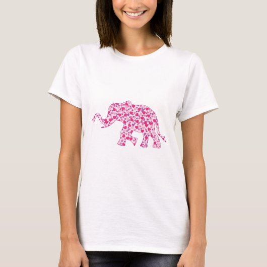 ピンク色のハート Tシャツ (正面)