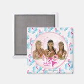 ピンク色のバブルのグループ マグネット (正面/裏面)