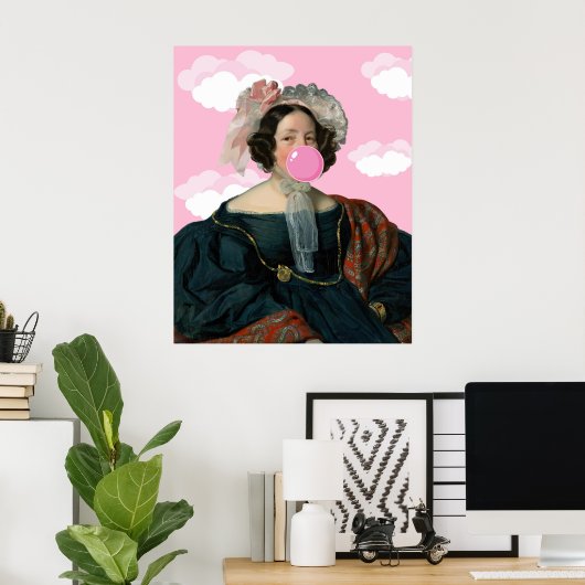 ピンク色のバブルガムレディ変更アートポスター ポスター (ホームオフィス)