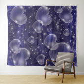 ピンク色のバブルハートガーリーかわいい90の背景 タペストリー (インサイチュ(横))