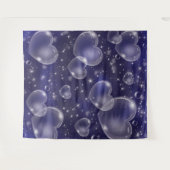 ピンク色のバブルハートガーリーかわいい90の背景 タペストリー (正面(横))