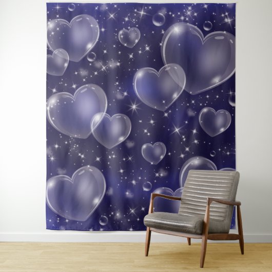 ピンク色のバブルハートガーリーかわいい90の背景 タペストリー (インサイチュ)