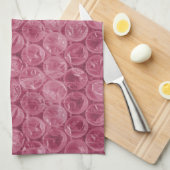 ピンク色のバブルラップパターン キッチンタオル (四つ折り)