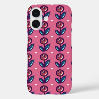 ピンク色のバブル花 – かわいいかわいらしフローラ自然 iPhone 16ケース