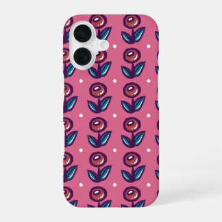 ピンク色のバブル花 – かわいいかわいらしフローラ自然 iPhone 16ケース