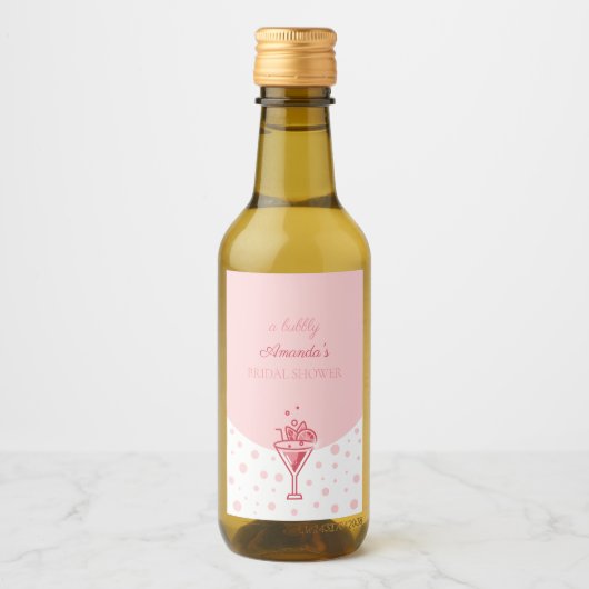 ピンク色のバブル:エレガンスかわいらしおもしろいブライダルシャワー ワインラベル (正面)