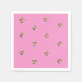 ピンク色のバラがピンク スタンダードカクテルナプキン