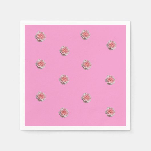 ピンク色のバラがピンク スタンダードカクテルナプキン (正面)