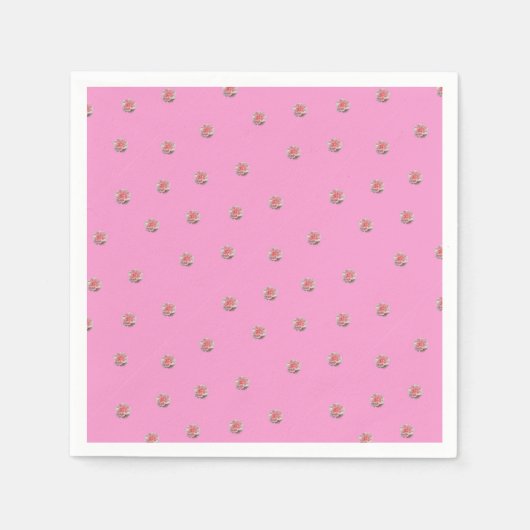ピンク色のバラがピンク スタンダードカクテルナプキン (正面)
