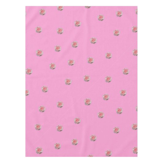 ピンク色のバラがピンク テーブルクロス (正面)