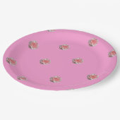 ピンク色のバラがピンク ペーパープレート (アングル)