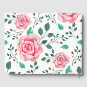 ピンク色のバラと葉のパターン | 結婚s ゲストブック (裏面)