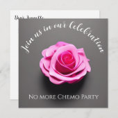 ピンク色のバラのトリートメント末がん 招待状 (正面/裏面)