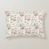 ピンク色のバラの名前の上で美しい アクセントクッション (正面)