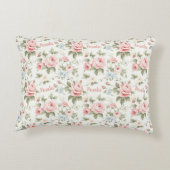 ピンク色のバラの名前の上で美しい アクセントクッション (裏面)