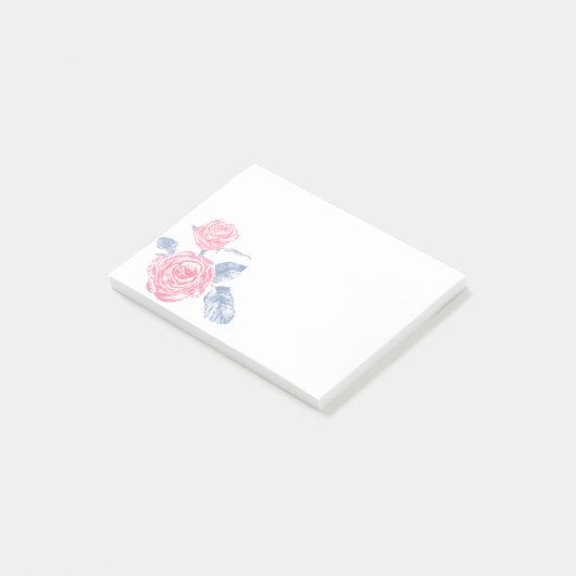 ピンク色のバラの花がアートポストit notes ポストイット (アングル)