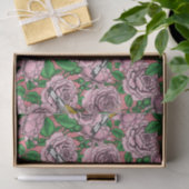 ピンク色のバラの花と金魚の鳥 薄葉紙 (ギフト)