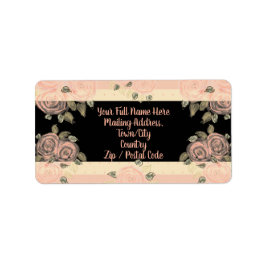 ピンク色のバラの花のデザイン ラベル