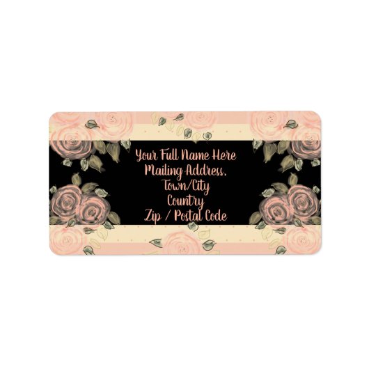 ピンク色のバラの花のデザイン ラベル (正面)
