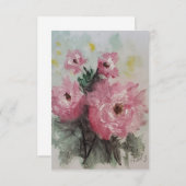 ピンク色のバラサンキューカード サンキューカード (正面/裏面)