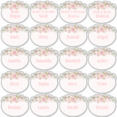 ピンク色のバラブライダルシャワー名タグ シール (正面)