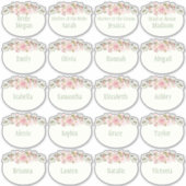 ピンク色のバラブライダルシャワー名タグ シール (正面)