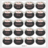 ピンク色のバラブライダルシャワー名タグ シール (シート)