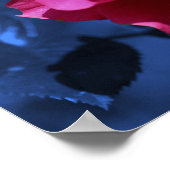 ピンク色のバラ抽象芸術青ティントフラワー ポスター (角)