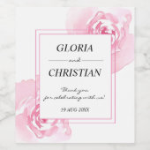 ピンク色のバラ結婚ズワインラベル ワインラベル (シングルラベル)