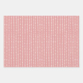 ピンク色のバラ線とドット数々の ラッピングペーパーシート (正面2)