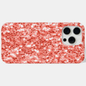 ピンク色のバラ色の濃いサンゴグリッターの輝きらきら光るき Case-Mate iPhoneケース (裏面 (横))