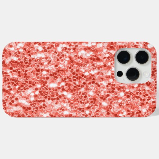 ピンク色のバラ色の濃いサンゴグリッターの輝きらきら光るき Case-Mate iPhoneケース (裏面 (横))